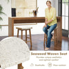 Set of 2 Bar Stools Saddle Seat Stool Counter Height Stools W/ Rubber Wood Legs