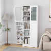 Kitchen Pantry Storage Cabinet 161cm Tall Freestanding Cupboard w/Glass Doors