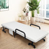 Portable Folding Guest Bed Adjustable Single Sleeper Bed w/ Mattress & Wheels