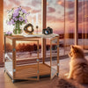 Heavy Duty Dog Crate Anti-bite Aluminum Pet Kennel Cage End Table Log Cabin Cart