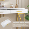 Modern White & Gold Console Table with 2 Drawers – 110cm MDF Metal Frame