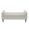 Upholstered Linen Seat Bench & Storage Ottoman Rolled Arm Blanket Box Footstool