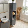 Bathroom Tall Storage Cabinet Open Shelving Unit 2 Door Tallboy Organising Unit