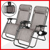 2 PCS Zero Gravity Folding Lounge Beach Chairs Outdoor Recliner in Dark Grey