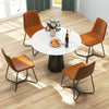 Faux Leather Upholstered Kitchen Side Chair with Metal Legs-Brown