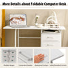 Folding Computer Desk Wheeled PC Laptop Table Writing Workstation-White