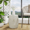 Outdoor Lightweight Concrete Finish Accent Side Table Drum Sofa Corner Table Dec