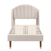 Upholstered Platform Bed 3ft Single Bed Frame with Headboard and wing Side Beige