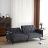 3 Seater Click Clack Sofa Velvet Mid Century Modern Couch with Solid Wooden Legs