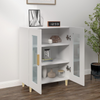 Small White Glass Display Cabinet MODERN Cupboard Wooden Sideboard Storage Unit