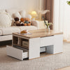 LIFT TOP COFFEE TABLE WITH 2 DRAWERS STORAGE UND TEA TABLE DESK FOR LIVING ROOM
