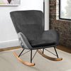 Velvet Wing Back Rocking Chair Wood Curved Legs Padded Seat Lounge Armchair