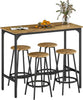 Breakfast Bar Table Set 5 Piece Industrial Dining Table Stools for Kitchen Home
