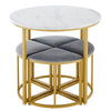 Dining Table and Chairs Set of 4 Space-Saving Kitchen Table Stools w/ Metal Legs