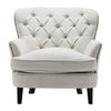 Button Wingback Chair Upholstered Linen Fabric Accent Studs Armchair Single Sofa