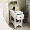 Set of 2 Rectangular Nightstand Retro Side Table with 1 Drawer White