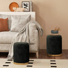Velvet Storage Ottoman Set of 2 Modern Round Ottoman with Storage Black