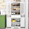 Freestanding Linen Cabinet with 2 Adjustable Shelves-White