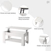Wooden Coffee Table With Lift Up Top Storage Shelf Living Room Furniture White