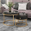 Round Coffee Table with Drawer - Gold Metal Frame for Living Room, Bedroom, Offi