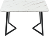Dining Table Marble Effect Rectangular Metal Legs Modern Kitchen Living Room