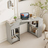 Grey L-Shaped Computer Desk Compact Corner Executive Desk w/ Storage