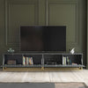 TV Unit 200cm Modular Cabinet | Fluted Doors | Grey Matt | Gold Metal Base