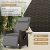 Outdoor Rattan Recliner Chair Wicker Reclining Lounge Chair w/ Armrests Grey
