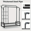 Heavy Duty Double Clothes Rail Rack Garment Hanging Stand Open Wardrobe Shelf