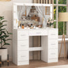 White Dressing Table with LED Lights Mirror 7 Drawers Vanity Makeup Desk Set NEW