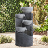 Solar Powered 4 Tiers Bowls Water Feature Outdoor Garden Fountain w/Warm Light
