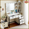 Dressing Table with LED Mirror Modern Makeup Desk Vanity Table + Glass Cabinet