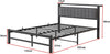 Double Bed Frame with Storage Headboard, 4ft6 Metal Upholstered Platform Bed Fra