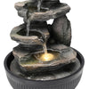 Indoor Desktop Cascading Stone Water Feature Fountain with LED Lights Home Decor