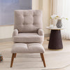 Accent Chair Armchair with Footstool Adjustable Backrest Wood Legs Lounge Chair