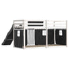 Bunk Bed with Slide and Curtains White and Black 80x200 O3R8