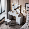 White Dressing Table with LED Lights Mirror 5 Drawers Stool Cabinet Make up Desk