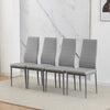 Modern Grey Dining Set 5Pcs Glass Dining Table+ 4 Leather Dining Chairs Set