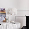 Fluffy Feather Shade Table Lamp White Lampshade Bedside Night Light Room Decor