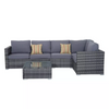 Grey Rattan Garden Sofa Set Outdoor 4 Piece Furniture with Cushions And Table