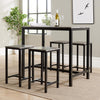 Home Source Kitchen Dining Breakfast Bar Set, Wooden Table Top, Black Metal