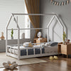 White Kids Children House Frame Solid Pine Wood Single Bed Toddler Bedstead