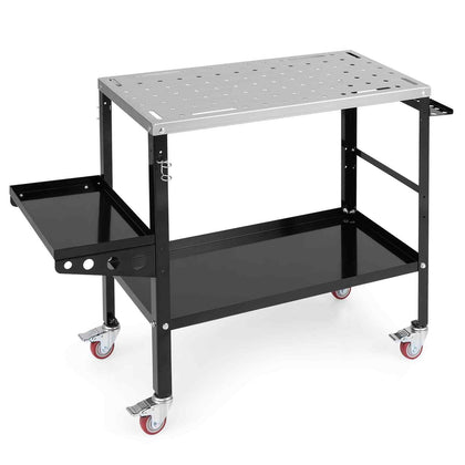 580KG Folding Workbench Steel Welding Table on Wheels with 8 slots