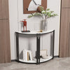 FATIVO Luxury Marble Console Table Semi Circle Entryway Table Geometric Line Leg