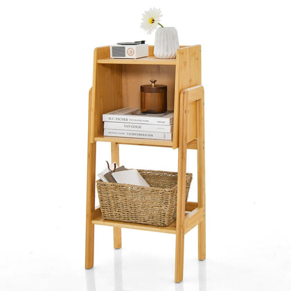 3 Tier Bamboo Bookshelf Free Standing Tall Bookcase Storage Organizer Rack Shelf