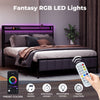 Levede King Bed Frame Metal Mattress Platform LED Lights Storage Headboard USB