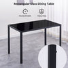 4pcs Black Faux Leather Dining Chairs with Black Tempered Glass Dining Table Set