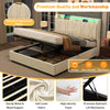Ottoman Storage Upholstered 4ft6 Double Bed Frame with Storage Headboard Beige