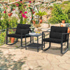 3 Pieces Outdoor Rocking Bistro Set PE Rattan Rocking Chair Set with Cushions