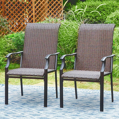 2x Rattan Chair Wicker Chairs Patio Dining Chairs High Back Outdoor furniture
